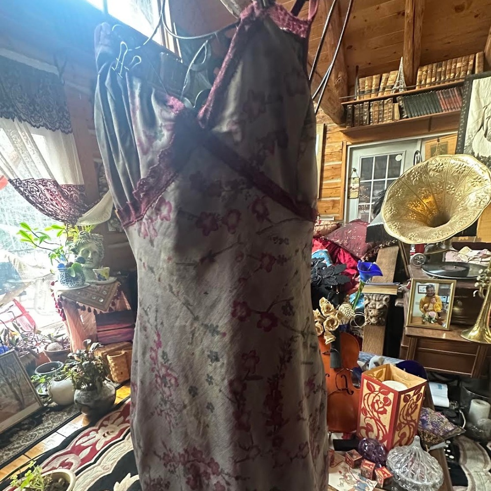 Maroon grey slip dress Maurices